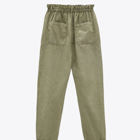 NWT Zara Baggy Rustic Paperbag Pants - Picture 2 of 12